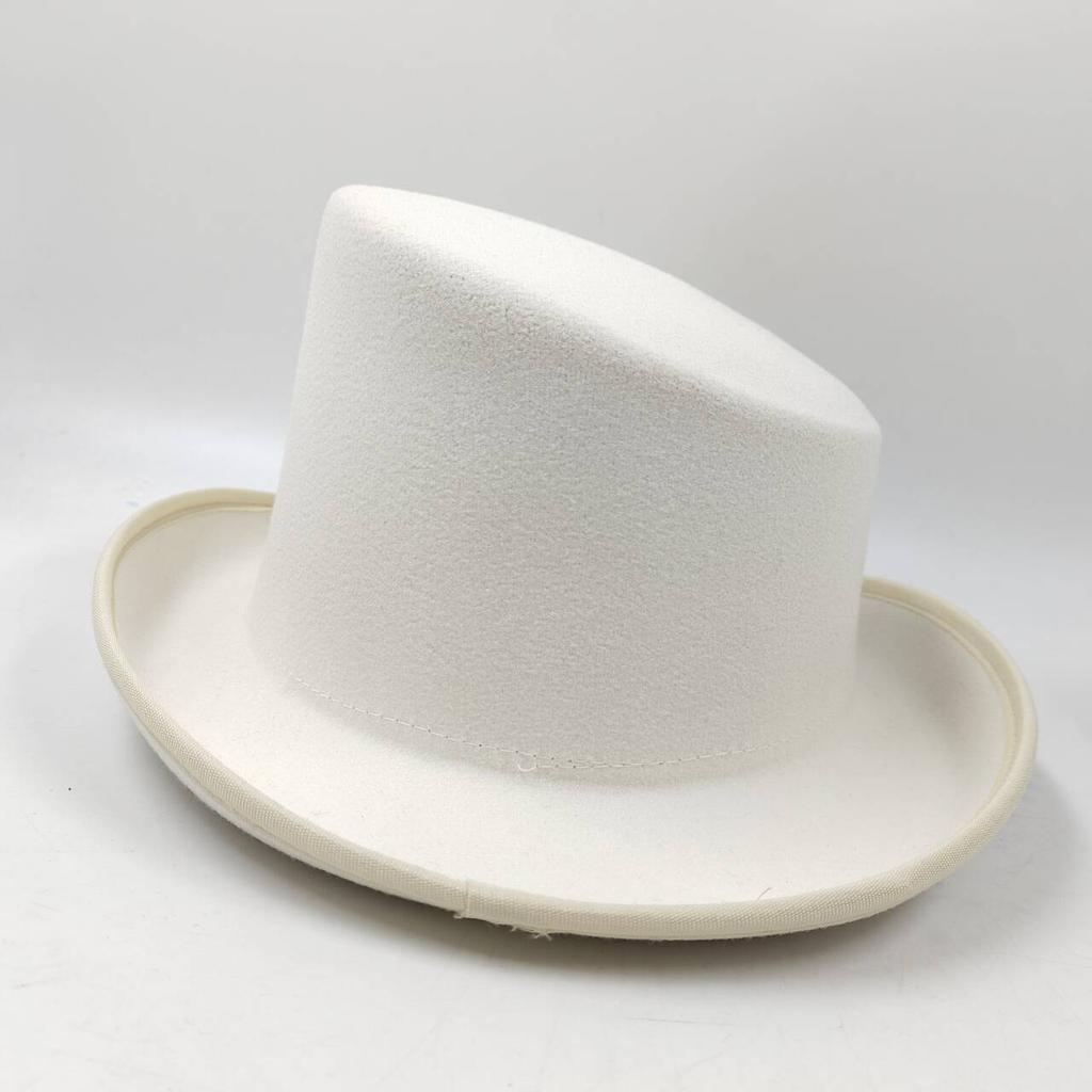 Sloping Top Man Fedora Unisex Gentleman Cosplay Derby Bowler Hat British Shape Hat Autumn Winter Magic Hat Feather Accessories