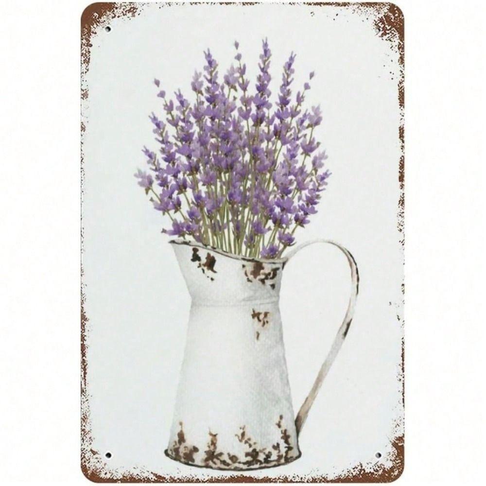 Metal Wall Art Lavender Flowers Retro Vintage Home Decor