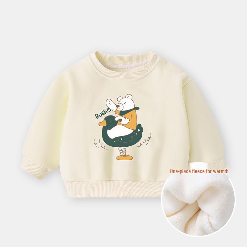 Bluza polarowa z okrągłym dekoltem dla niemowląt, z długim rękawem, ciepła koszulka bazowa na jesień i zimę