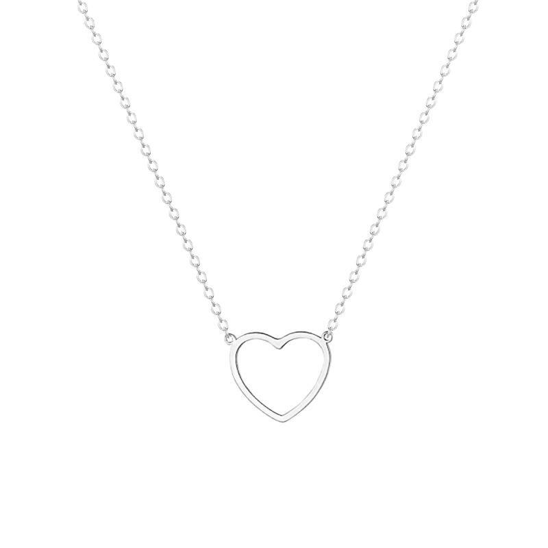 LATS Hollow Love Heart Pendant Necklaces for Women Men Couple Gold Plated Stainless Steel Clavicle Chain Minimalist Jewelry