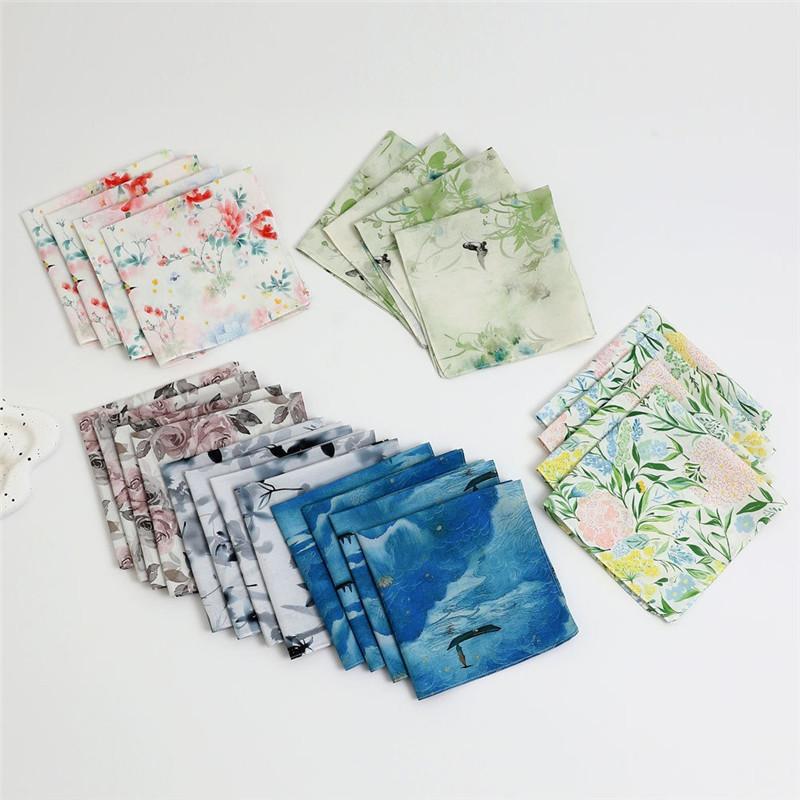 1Pc 34x34cm Women's Cotton Scarf Thin Absorbent Wipe Sweat Towel Antique Chinese Style Handkerchief