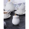 Porcelánová čajová súprava - 8 oz biela kávová šálka/šálka na čaj, podšálka, lyžičky, čajník a kanvička na mlieko, 17 kusov (FD-TW17PC SADA, Biela)
