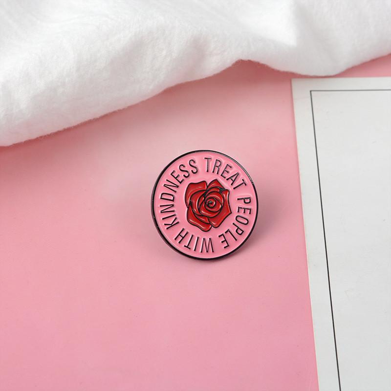 Cartoon Creative Alloy Brooch With Simple Letter Design And Beautiful Rose Pin