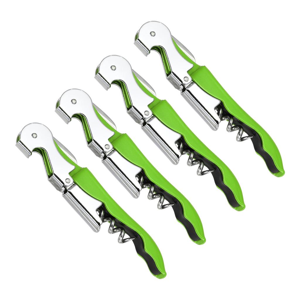 2/4 Stück Professioneller Kellnerkorkenzieher Edelstahl-Weinschlüssel mit ergonomischem Holzgriff Bierflaschenöffner und Folienabschneider