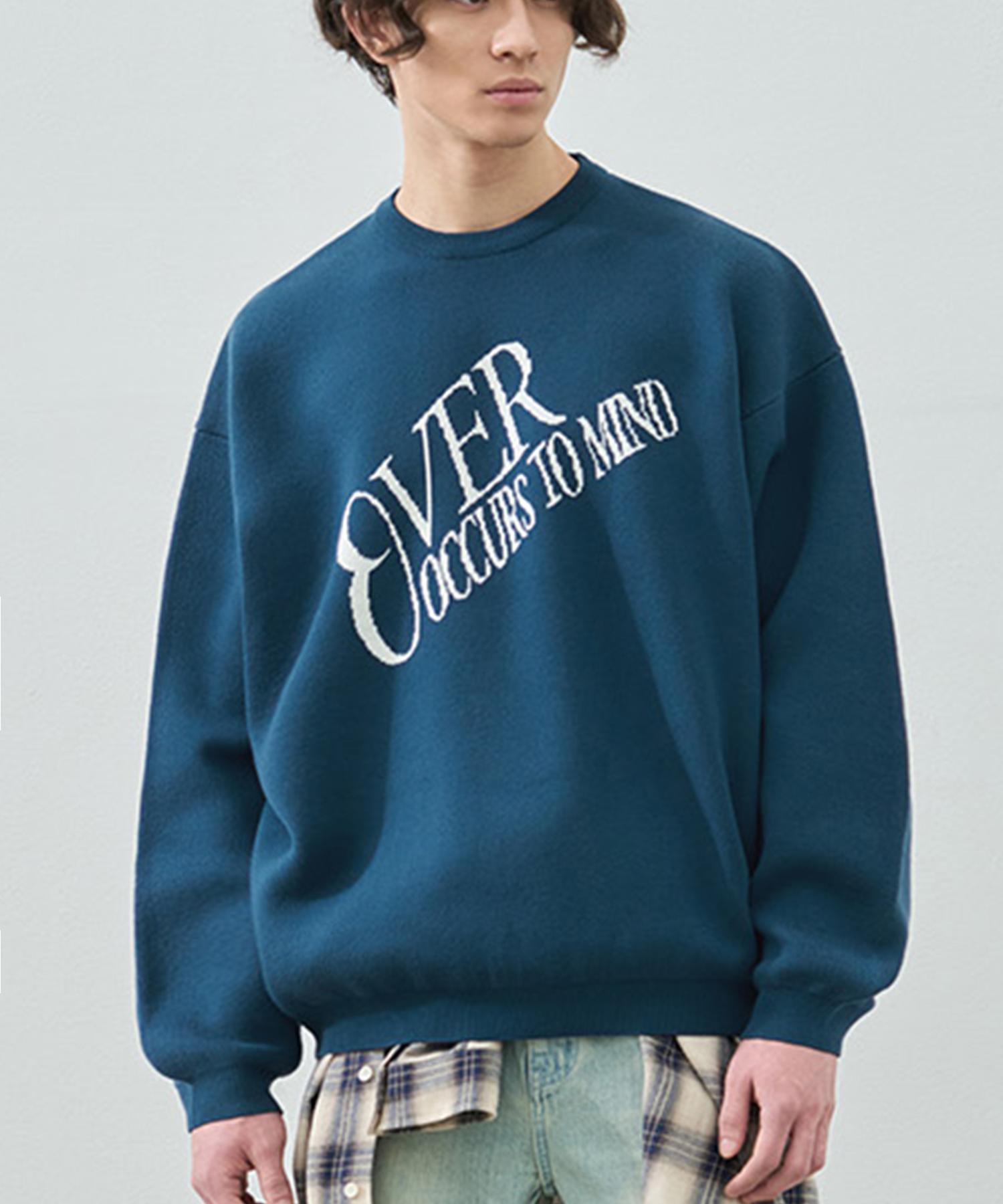 Drawfit Ocers Lettering Pullover Knit [Blue] L