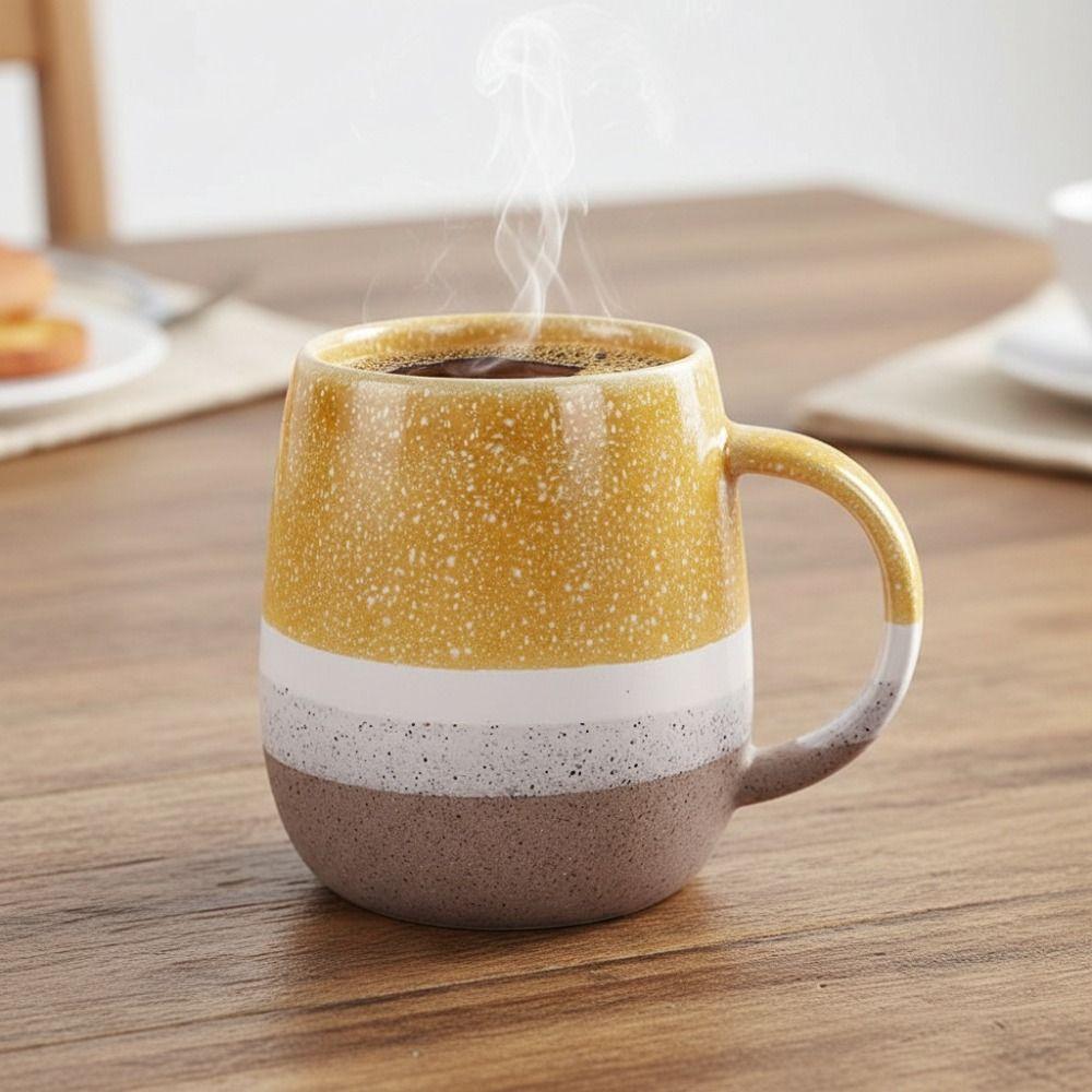 Nordic Style Kiln-changed Tea Mug with Filter and Lid Big Belly Cup Modern Simple Milk Mug Office