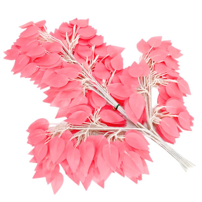 Simulated Banyan Tree Leaves Branches Fake Trees Garden Decoration Leaves 12 Pieces Glued Color Printed Large Simulated Plants розовый
