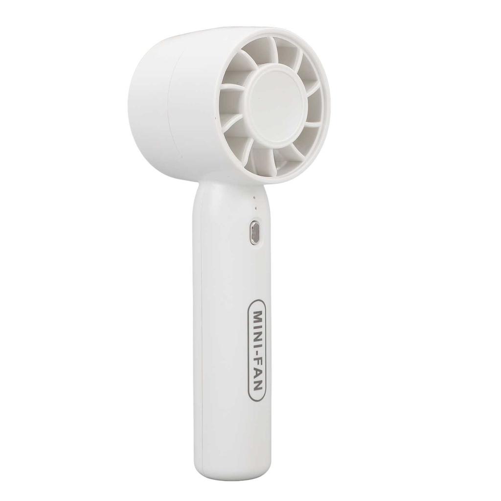 Portable Handheld Fan USB Rechargeable 3 Wind Speeds Safe Turbo Mini Fan for Outdoor Travel Camping White
