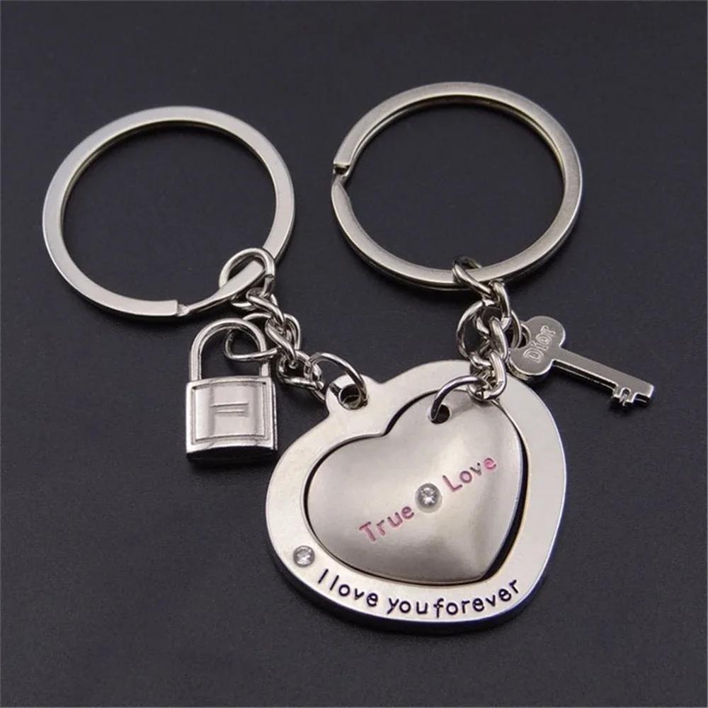 Creative Couple Keychain One Arrow Piercing Heart Shaped Keyring Backpack Car Pendant For Women Men Anniversary Birthday Gift