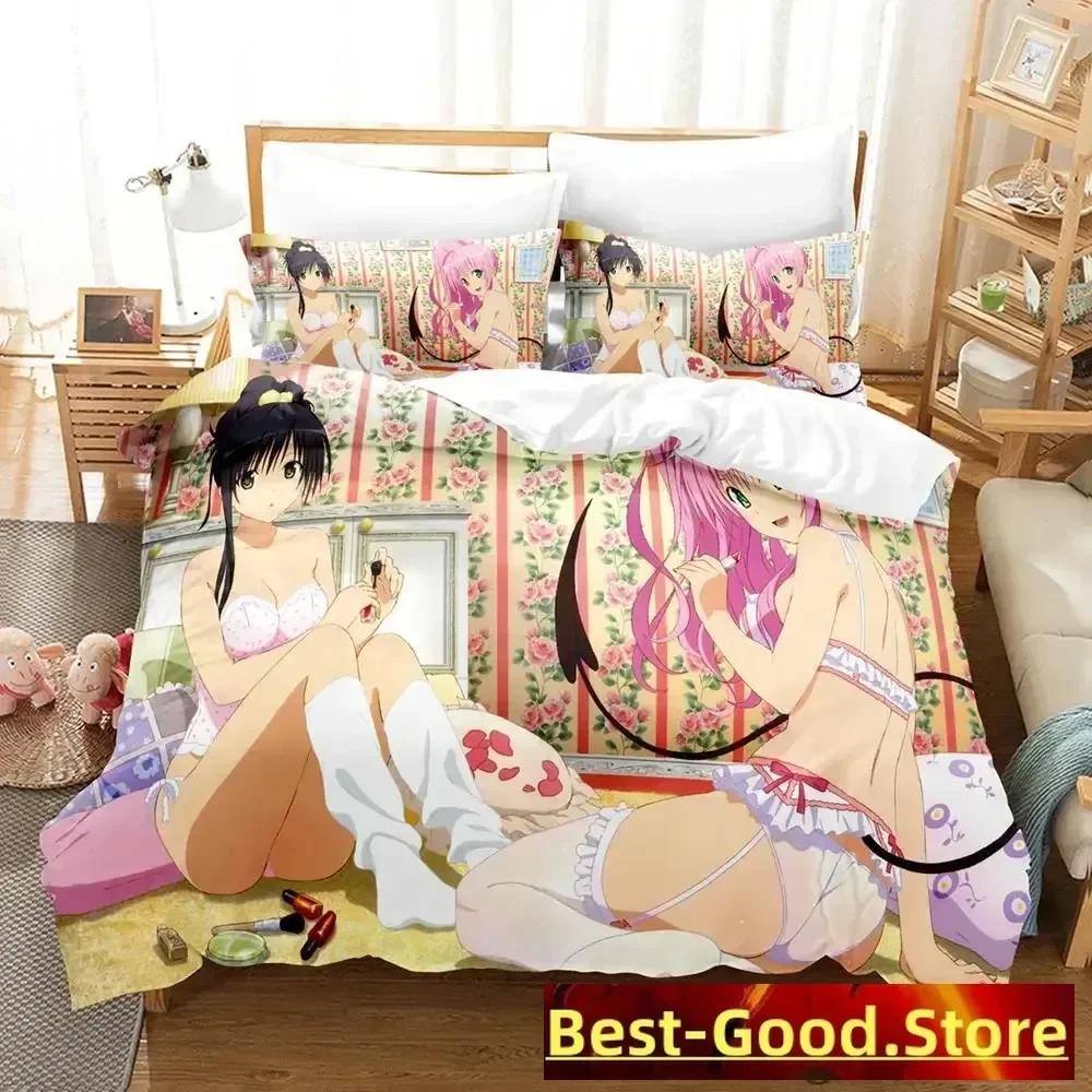 New To Love Ru Bedding Set Duvet Cover Sheet Printed Bed Set Pillowcase Bed Full Queen King Size Comforter Bedroom