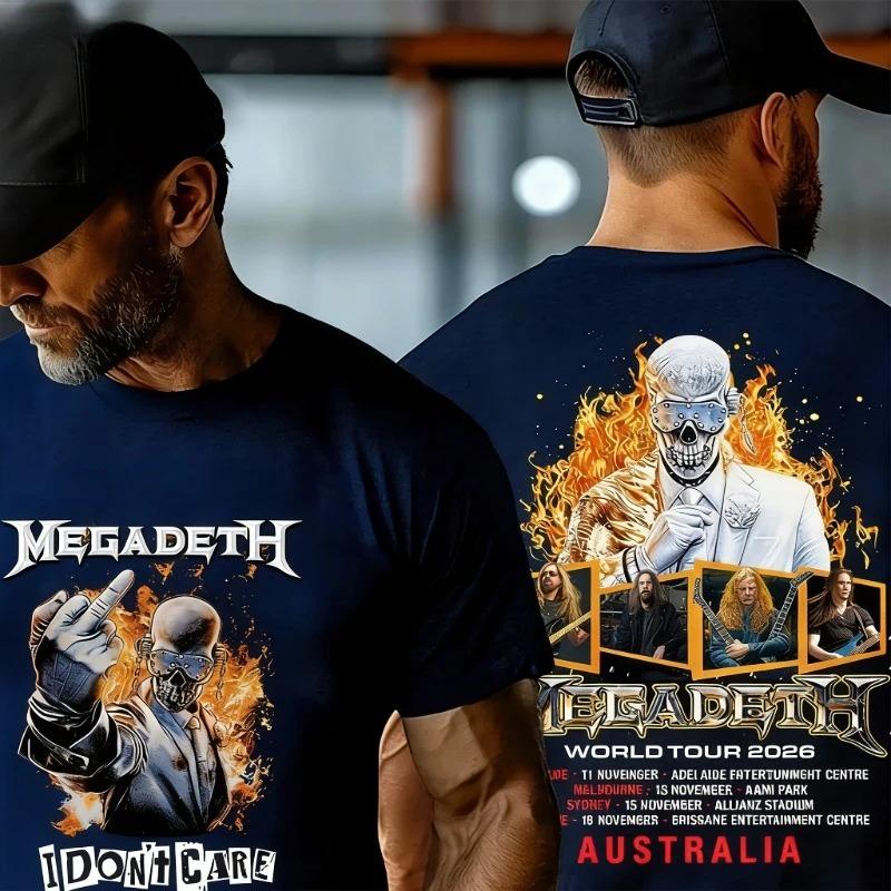 

2026 Summer Fashion Tee Men Women Vintage Top Megadeth World Tour 2026 Australia with Tour Dates TShirt Concert Merch Comfortable Retro T-Shirt Y2k L
