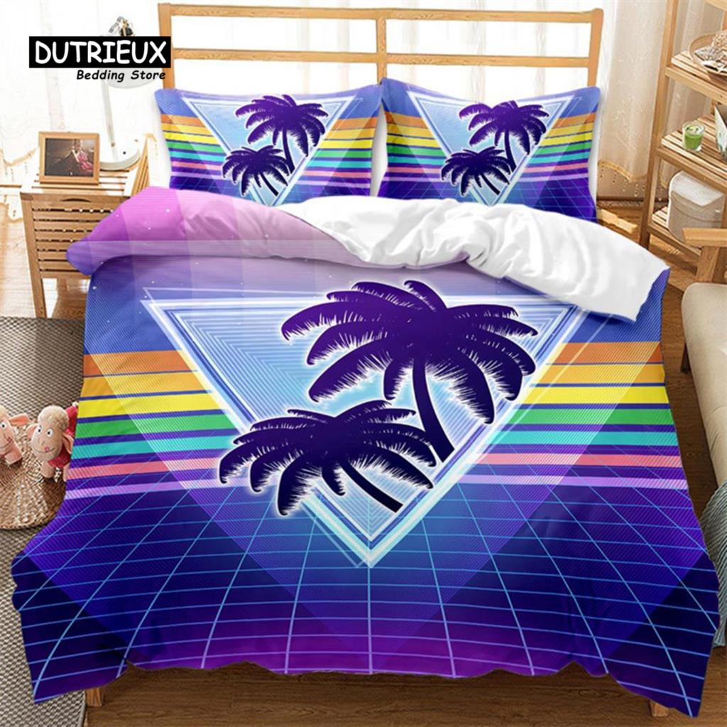 

Пододеяльник с изображением гавайского летнего пляжа, экзотический тропический морской пейзаж, комплект постельного белья из микрофибры с изображением пальм, покрывало для детской комнаты для взрослых EU single(135x200cm)