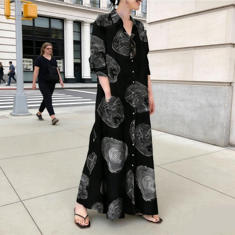Muslims Maxi Dress Elegant Long Sleeve Floral Printed Middle East Dubai Arabic Moroccan Kaftan Robes for Womens Girls