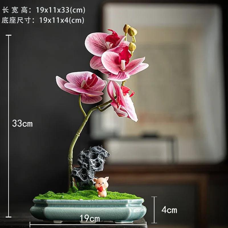 Chinese Style Flower Bonsai Decoration Ornaments For Indoor Study, Living Room Decoration Home Soft Decoration Handicrafts