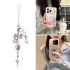 Fashionable Keychain with Bead Phone Charm Unique Bowknot Keychain Vibrant Beaded Pendant for Cellphone