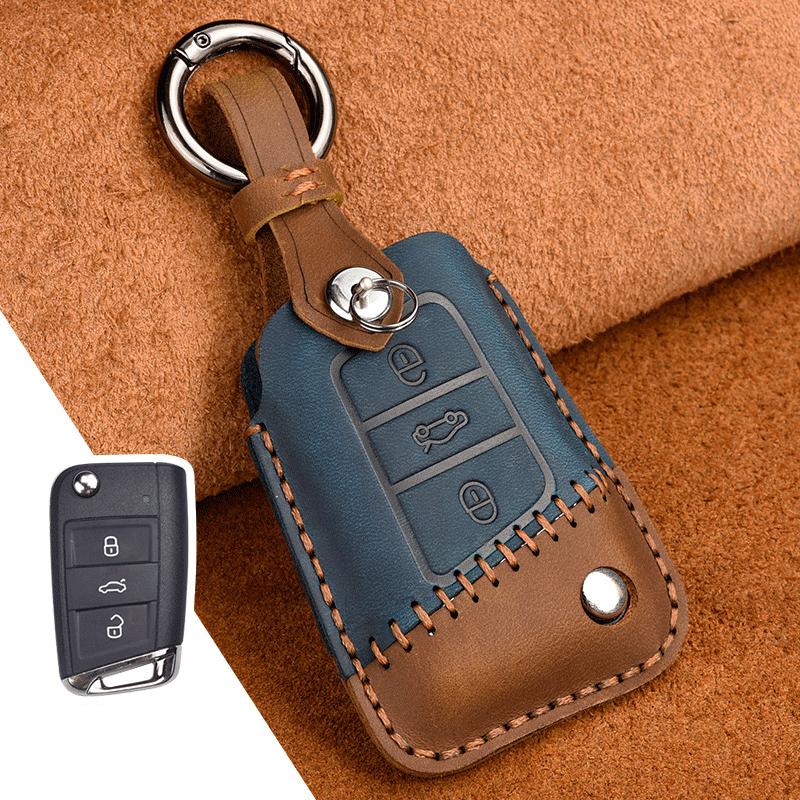 Leather Car Key Cover Case for VW Volkswagen Tiguan MK1 MK2 Magotan Passat B8 Polo Golf 4 5 6 7 Mk7 Jetta POLO Eos Scirocco