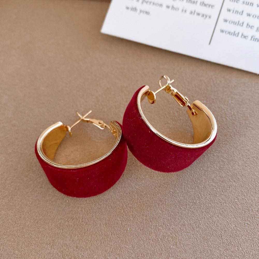 Maillard Style Leopard Print Earrings Elegant U-shaped Ear Buckle Fairy Retro Earrings  Girls красный