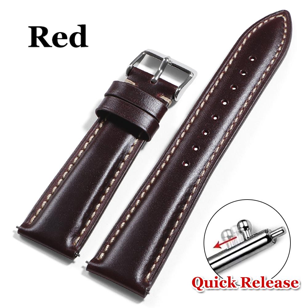 

18мм 19мм 20мм 21мм 22мм для Omega Винтаж Вощеный Кожаный Ремешок для Часов Коричневый Пряжка-штифт Лицевой Слой Воловья Кожа Аксессуары для Ремешка Часов 20mm красный