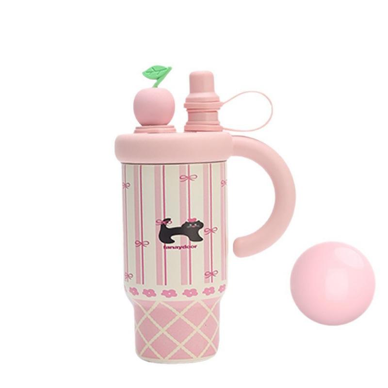 New Zhiqiu high-value girls' giant car water cup large-capacity thermos cup stainless steel straw thermos cup
