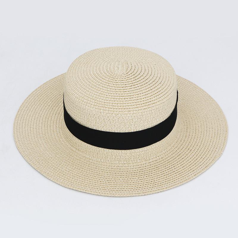 Color Square 20 Buckle Round Straw Hat Summer Travel Sunshade Cap Breathable