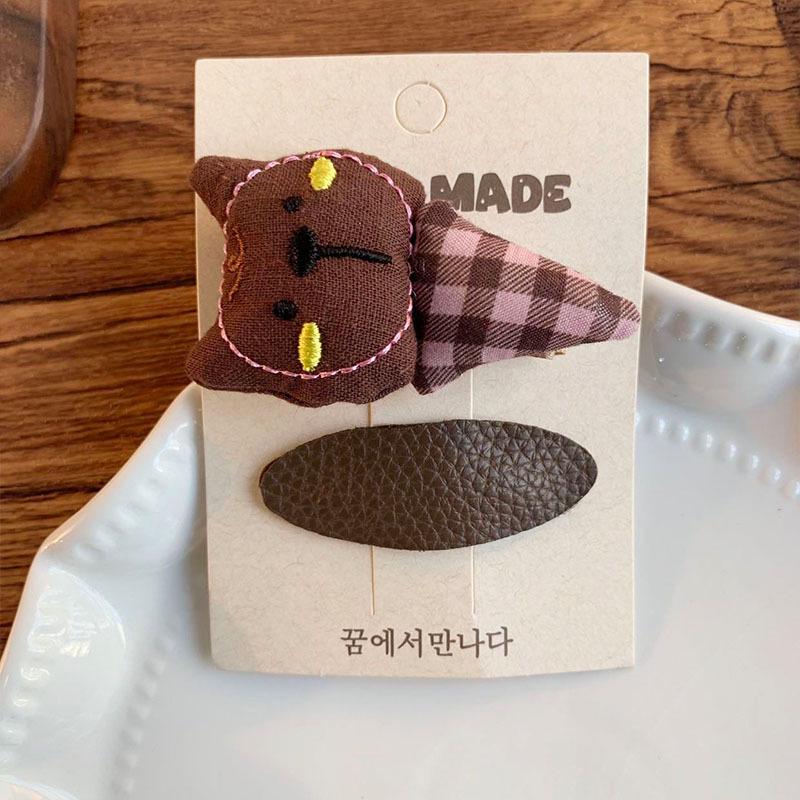 Pink Bow Fabric Hair Clip - Korean Style Coffee Hair Accessory for Women