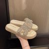 2025 New Thick-bottomed Pearl Slippers Outer Wear Female Summer Flat-bottomed Fashion with Skirt Fairy Beach One-word Sandals