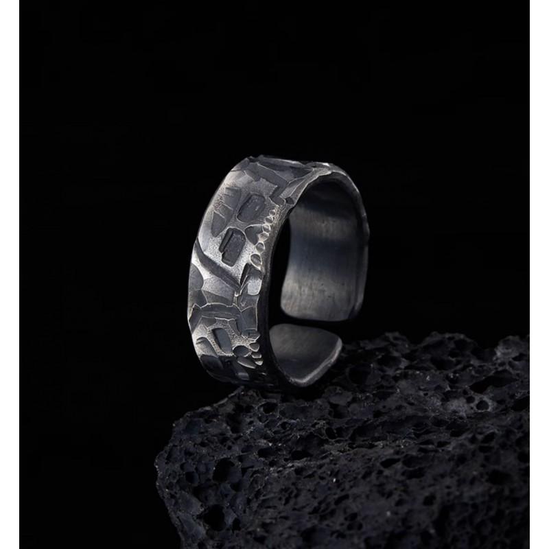 Hand Forged Skull Ring Men Women Adjustable Vintage Gothic Bone Design Unisex Statement