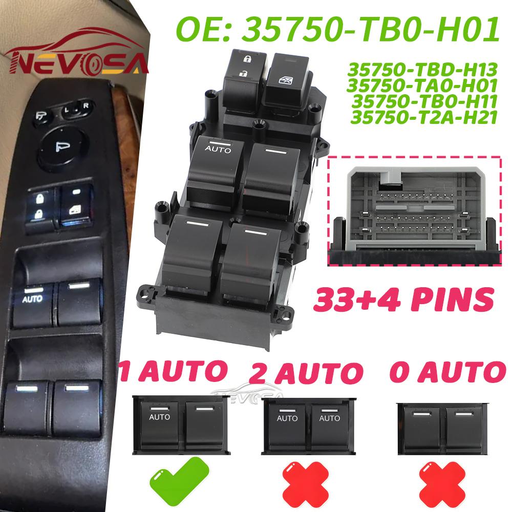 

Auto For Honda Accord MK8 2009 Pilot MK2 Acura TSX TL Electric Window Glass Control Master Switch 35750-TB0-H01 35750-SZA-A12 only for 1 Auto