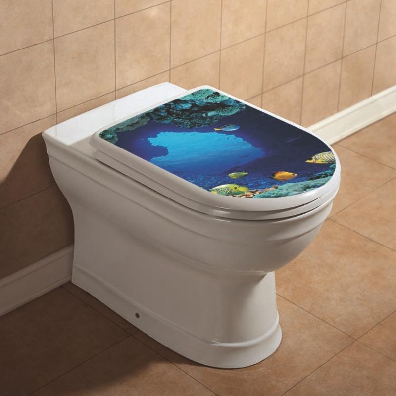 1pc Sea World Toilet Seat Sticker - Self Adhesive Bathroom Decor Home Decor Sticker 2026 Christmas