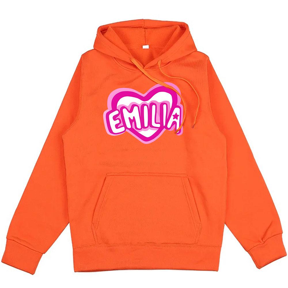 Pink Heart Emilia Mernes Hoodies Streetwear Men Winter Sweatshirts Sudaderas Hombre Long Sleeve Hooded Pullovers Boy