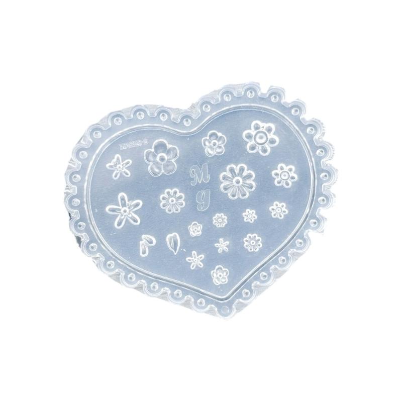 Silikon Nagelkunstform mit Pilz-, Ahornblatt-, Herzmustern für DIY Maniküre-Design, wiederverwendbare Vorlage