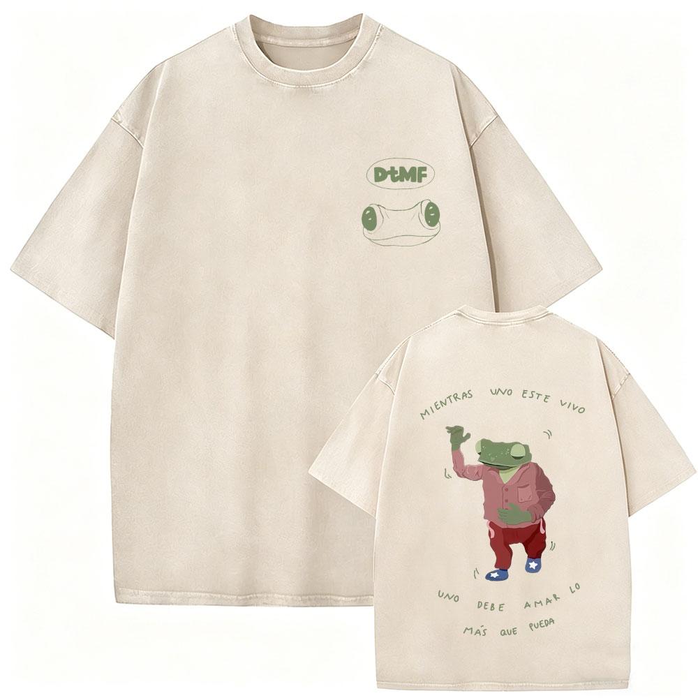 Gewaschenes Vintage Rapper Bad Bunny T-Shirt Debi Tirar Mas Fotos DTMF Welttournee T-Shirts Herren Damen Mode Hip Hop Beliebte T-Shirts