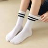 4 Pairs Women Mid Length Socks Simple Versatile Casual Black White Striped Breathable High-Quality Casual Round Neck Socks