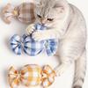 Plaid Candy Shape Cat Toy with Natural Catnip Self-Play Kitten Kick Toy Interactive Plush Chew Bite Toy for Indoor Cats