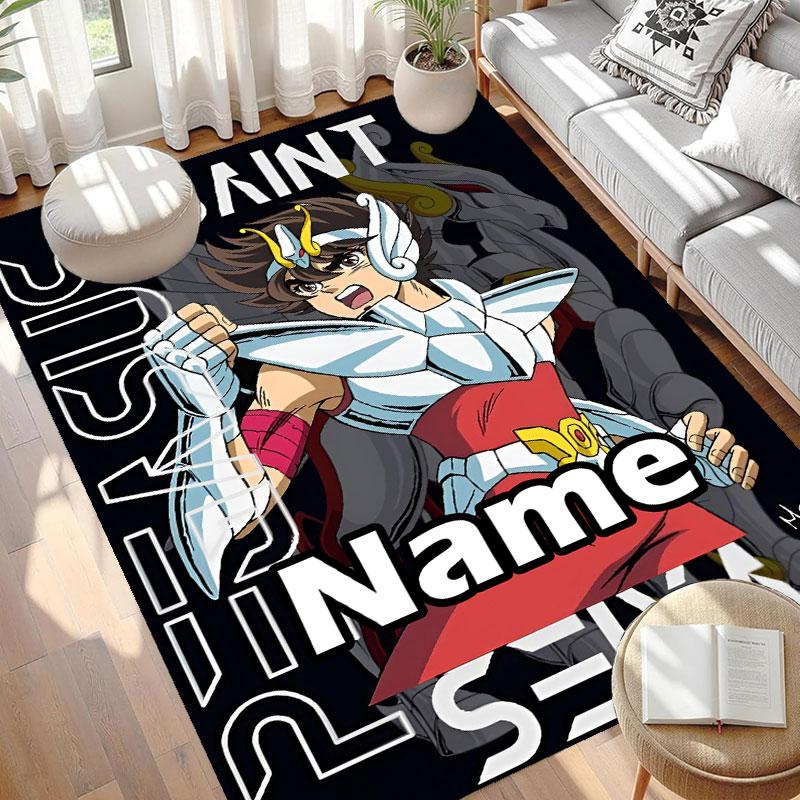 Custom Name Personalized Saint Seiya Print Carpet, Versatile Home Decor Rug, for Playroom, Apartment, Balcony, Entryway, Hallway Gift