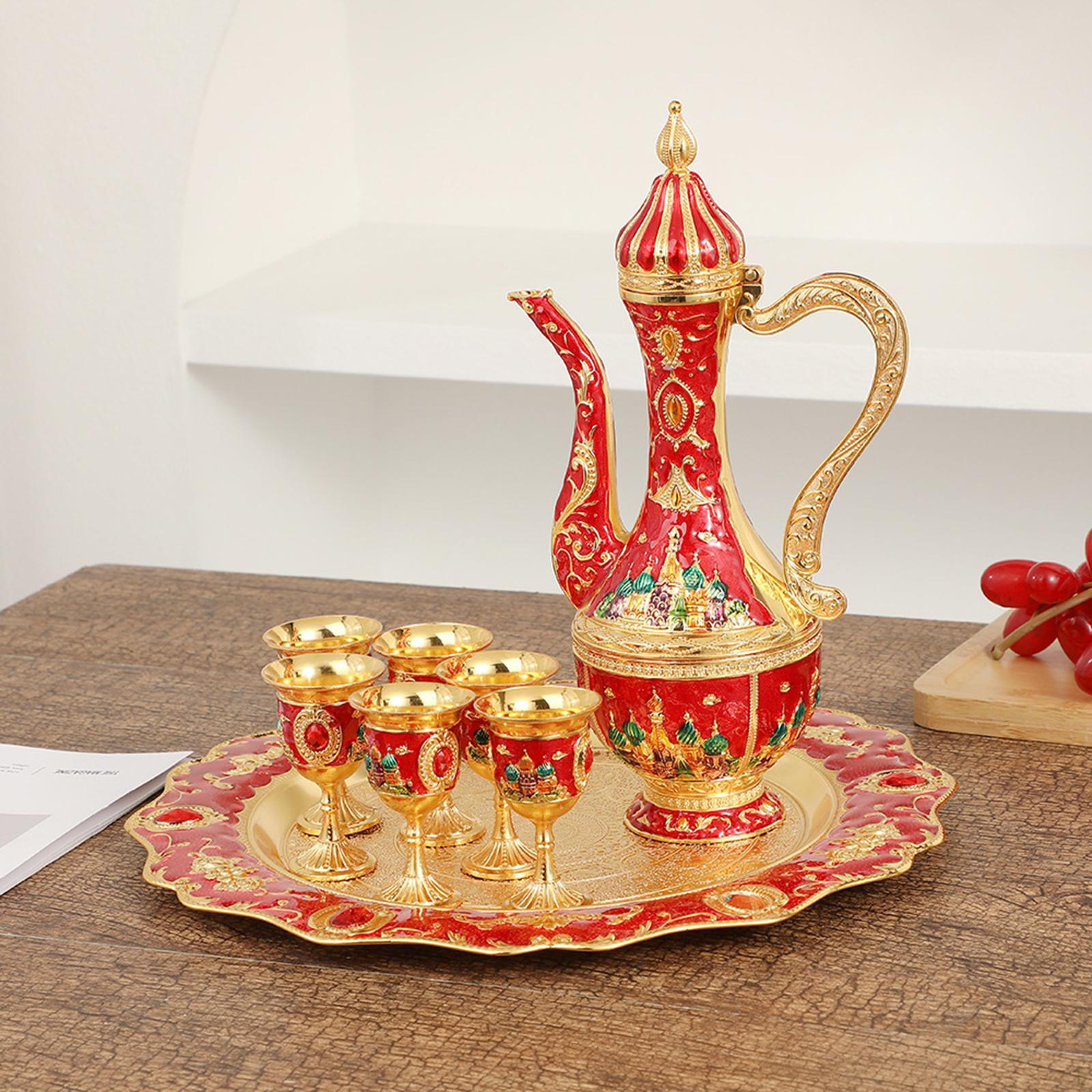 

Набір турки для турецької кави, вироби мистецтва з 6 чашками та підносом, весільний подарунок для кухні