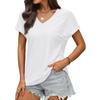 Women's Fashionable Casual Solid Color V-Neck Breathable T-Shirt Short Sleeved Top