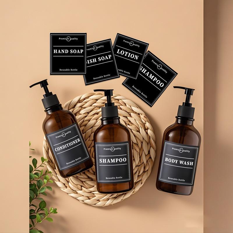 500ml Shampoo Conditioner Bodywash DIspenser Bottle Wall Mounted Bathroom Farmhouse Decor Soap Bottle with Sticker