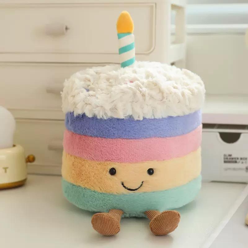 Jelly Super Carino Torta di Fragole Peluche Giocattoli Farciti Frutta Gelato Snack Peluche Torta di Compleanno Candela Decorazione per Feste Regalo per Bambini Bebè