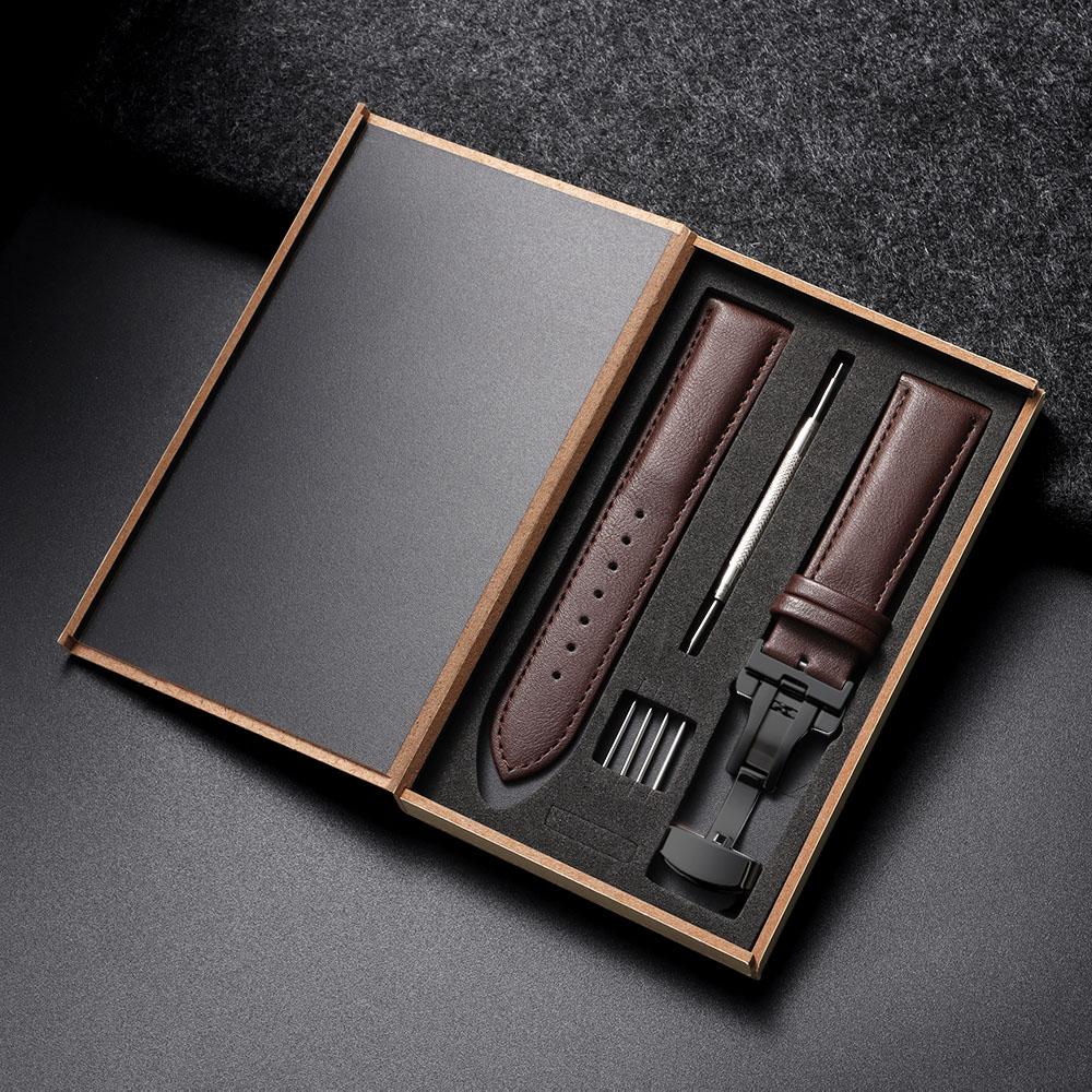 14mm 16mm 18mm 20mm 22mm 24mm Genuine Leather Watchband Watch Strap Butterfly Buckle for Men Women Business with Box Wrist Belt