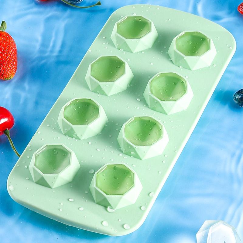 8 Cells ice cubes Moulds Flexible Food Grade Silicone DIY Ice Tray Kitchen Ice Makers for Wine Cocktails 14 Styles