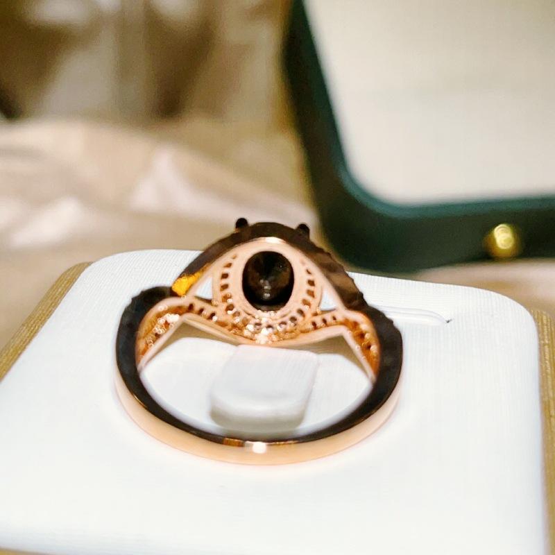 Hand Jewelry Genuine Zirconium Diamond Gold Plated Black Diamond Ring