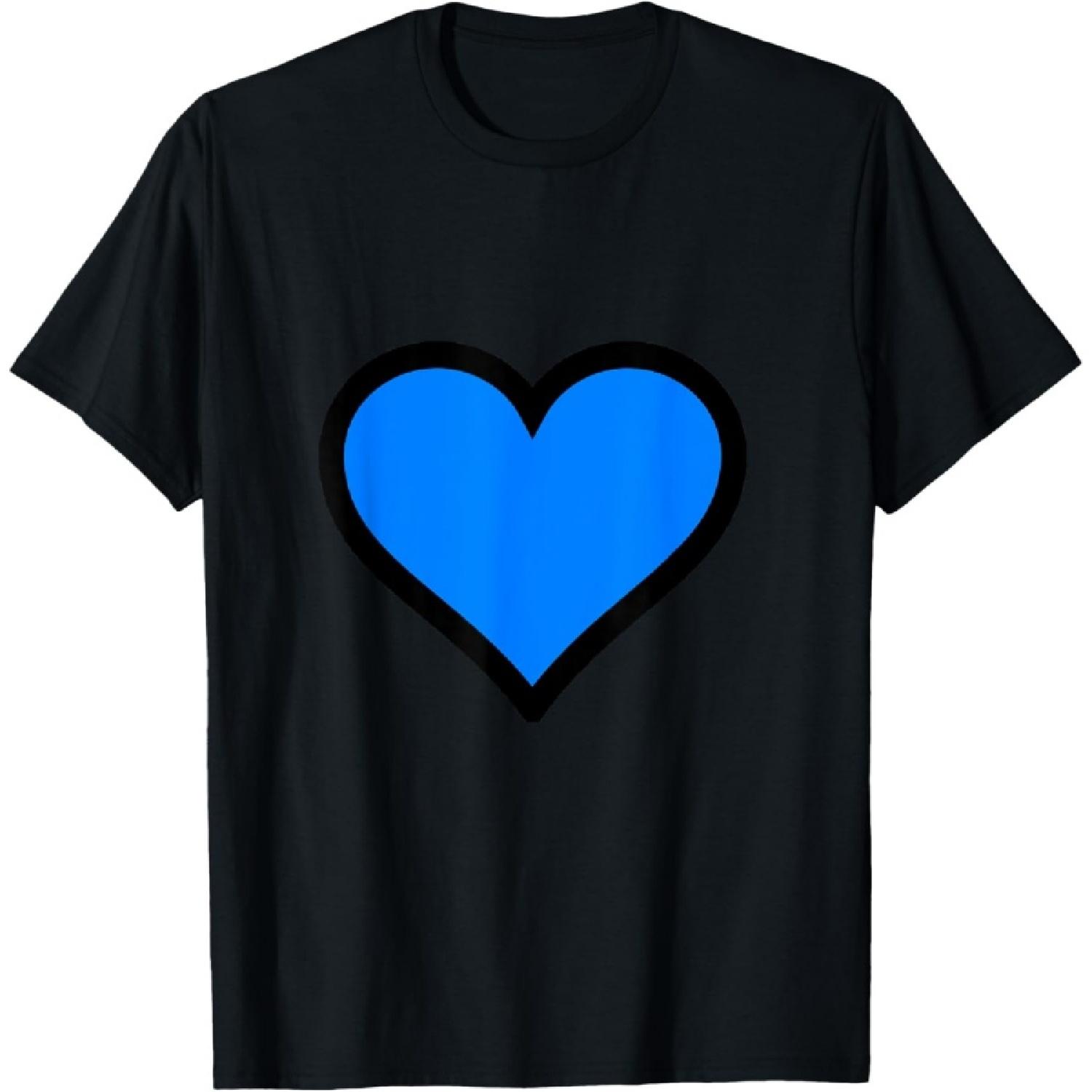 Blue Heart with Black Border T-Shirt S