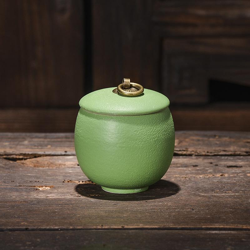 Creative Tea Jar Ceramic Coffee Food Sealed Jar Household Moisture-proof Storage Box Portable Travel Box Storage Container Home