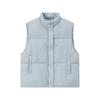 Light Blue Sleeveless Stand-up Neck Down Cotton Jacket Women's Winter New Small Short Warm Bread Jacket