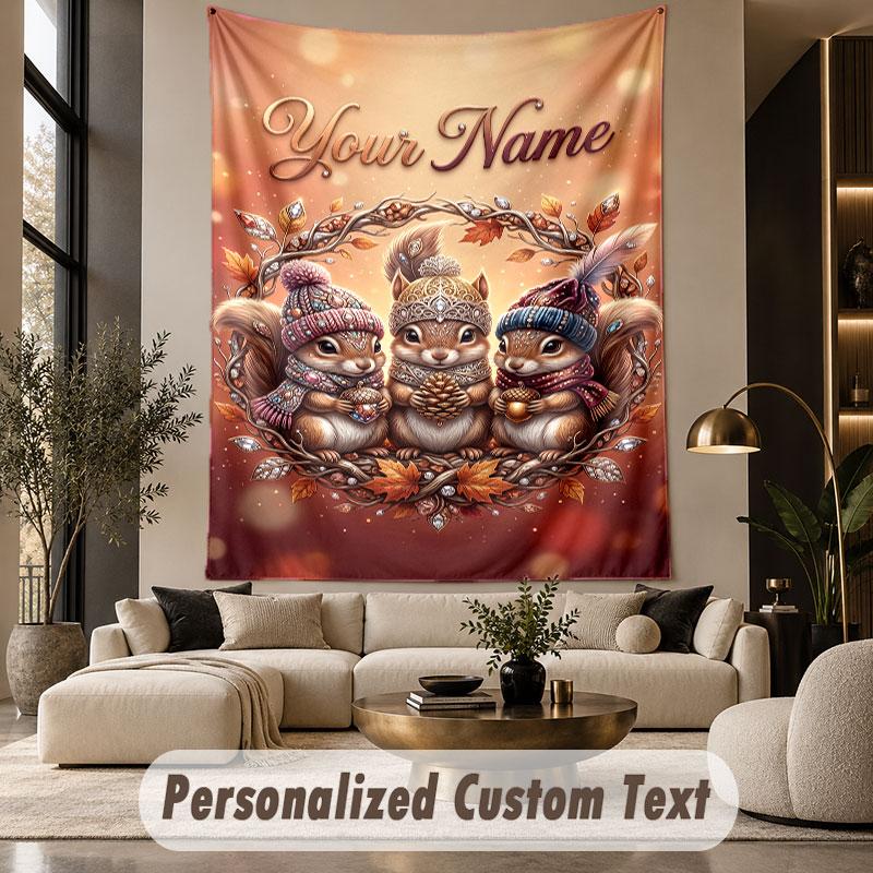 Autumn Harvest (81) Theme Wall Tapestry Customized With Name Text Personalized Hanging Tapestry For Bedroom Living Room Decor
