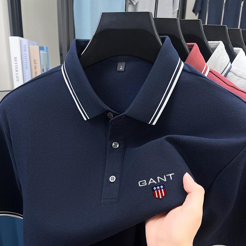 Gant Letní pánská nová vyšívaná volná business casual pohodlná polokošile odvádějící vlhkost z čisté bavlny