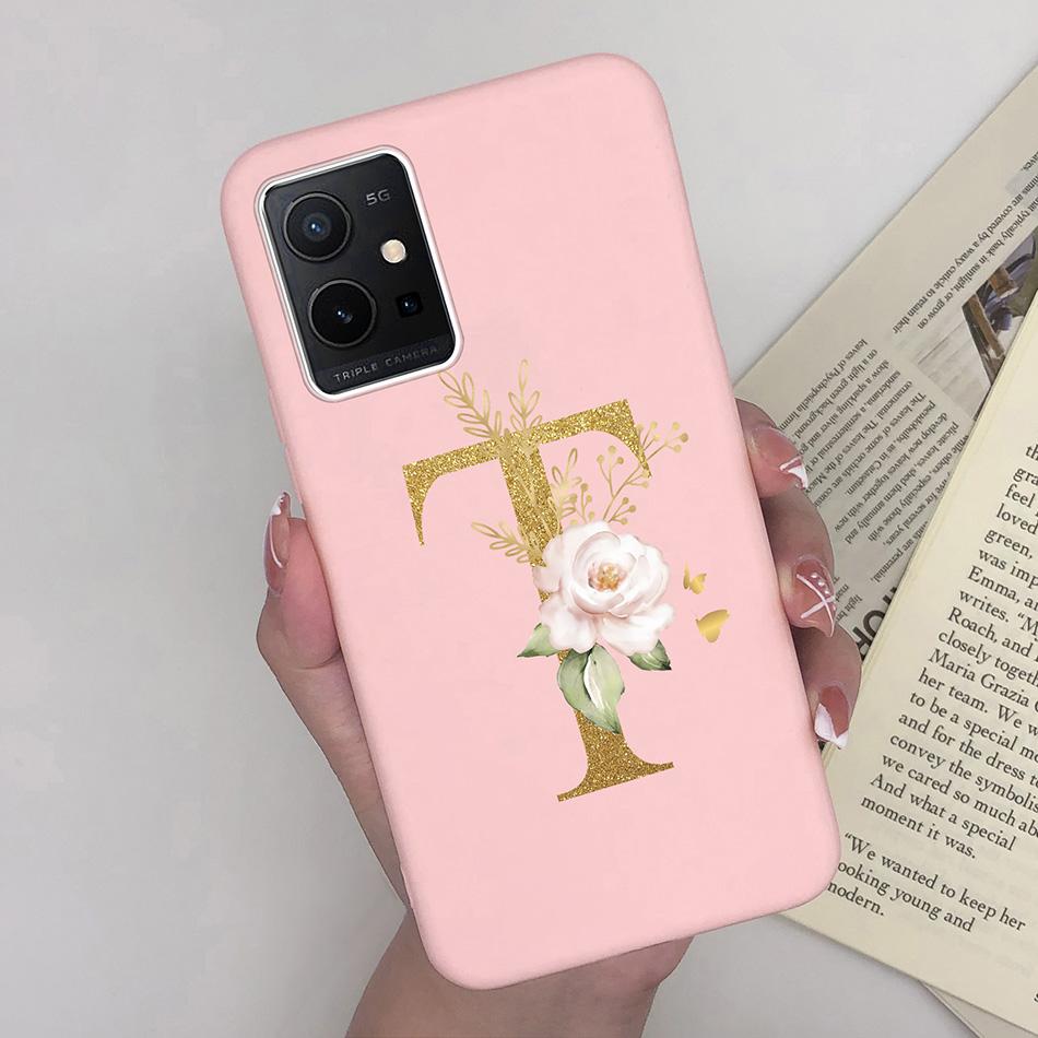 Simple Case For Vivo T1 5G Name 26 Letter Soft Matte Silicone Anti Slip Phone Back Cover For Vivo T 1 VivoT1 Shell Funda Bumper