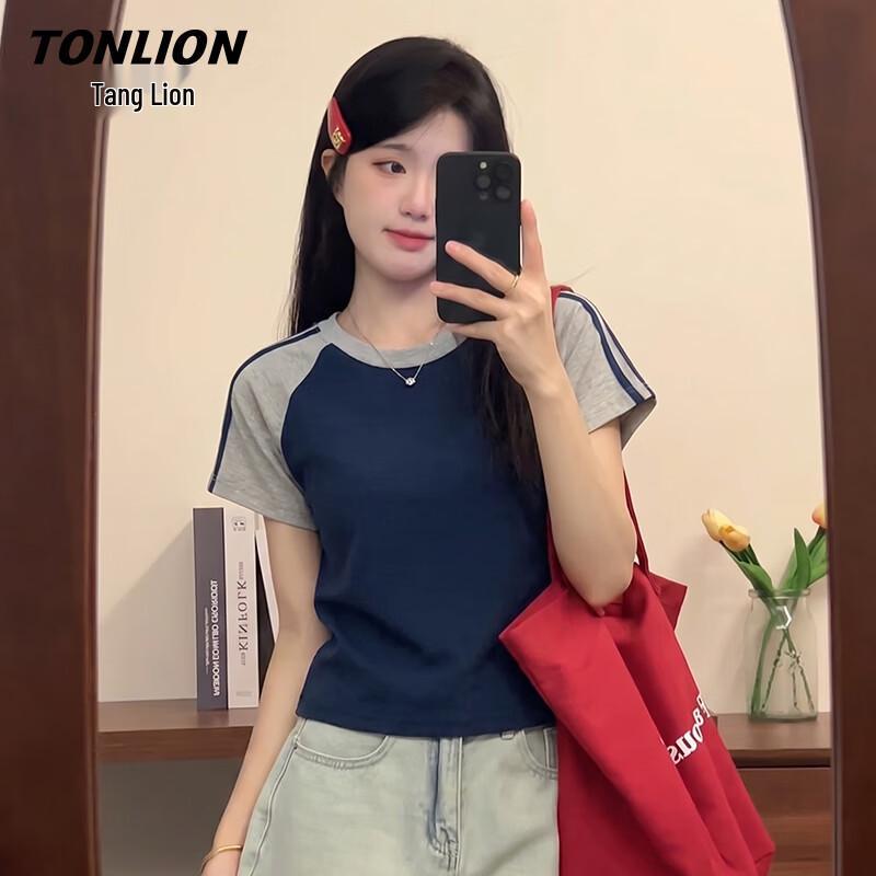Женская футболка TonLion с цветными блоками, реглан, короткий рукав M