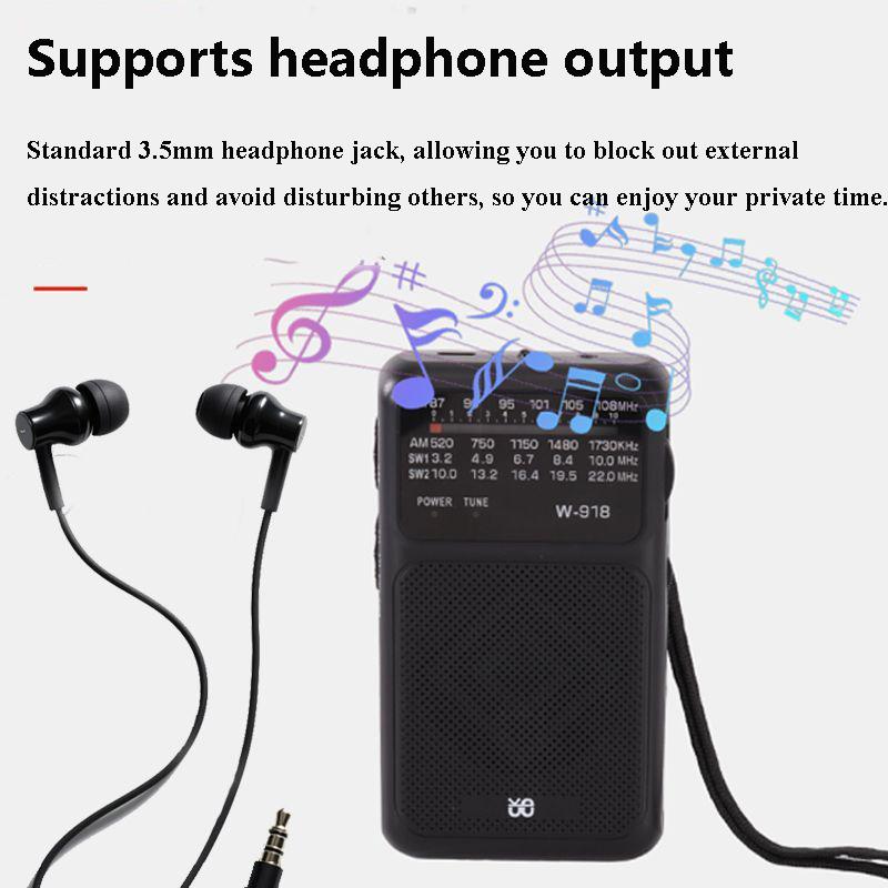 Mini Pocket DSP Radio Best Reception FM AM SW Radios Receiver with Flashlight Loudspeaker 3.5mm Headset Jack Rechargeable Radio